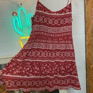 Red Tribal Patterned Summer Mini Dress